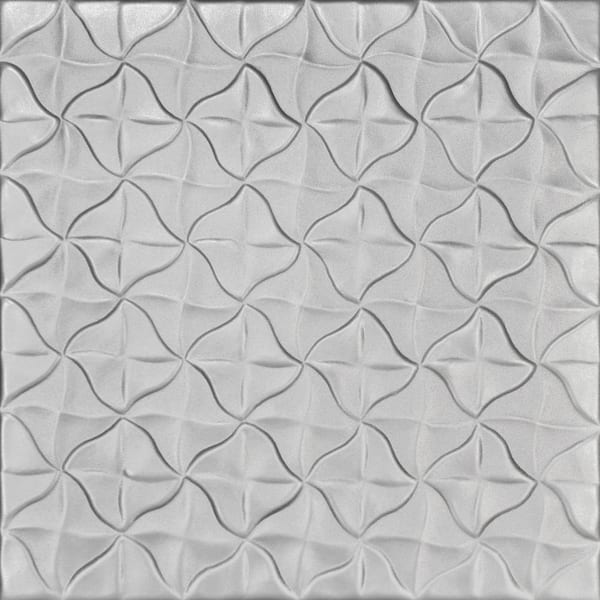 A La Maison Ceilings Granny's Pinwheel Quilt Silver 1.6 ft. x 1.6 ft. Decorative Foam Glue Up Ceiling Tile (21.6 sq. ft./case)