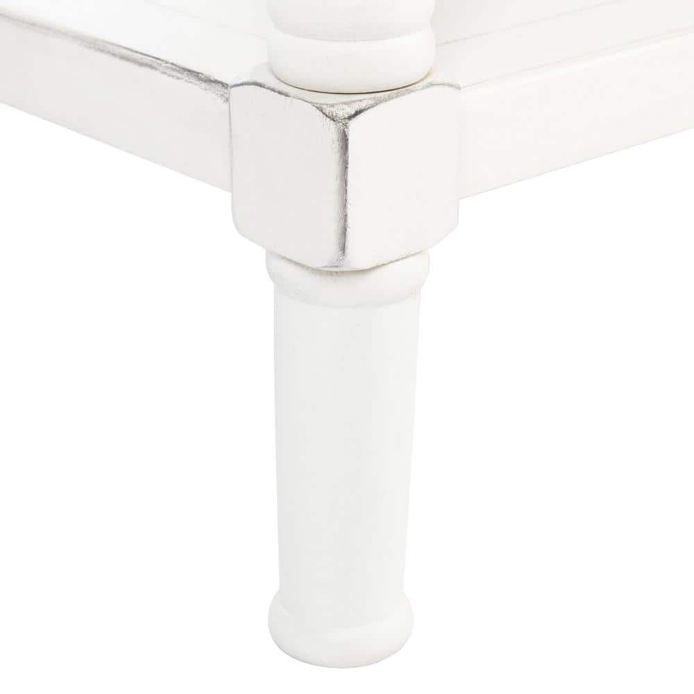Elegant Distressed White Wood & Metal Console Table with Storage