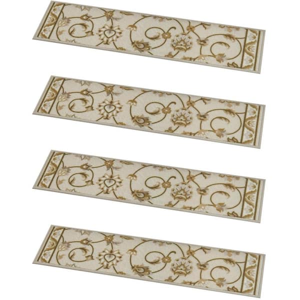 Polyester 8 in. x 30 in. Stair Tread Cover Non Slip Taupe Brown (Set of 15)