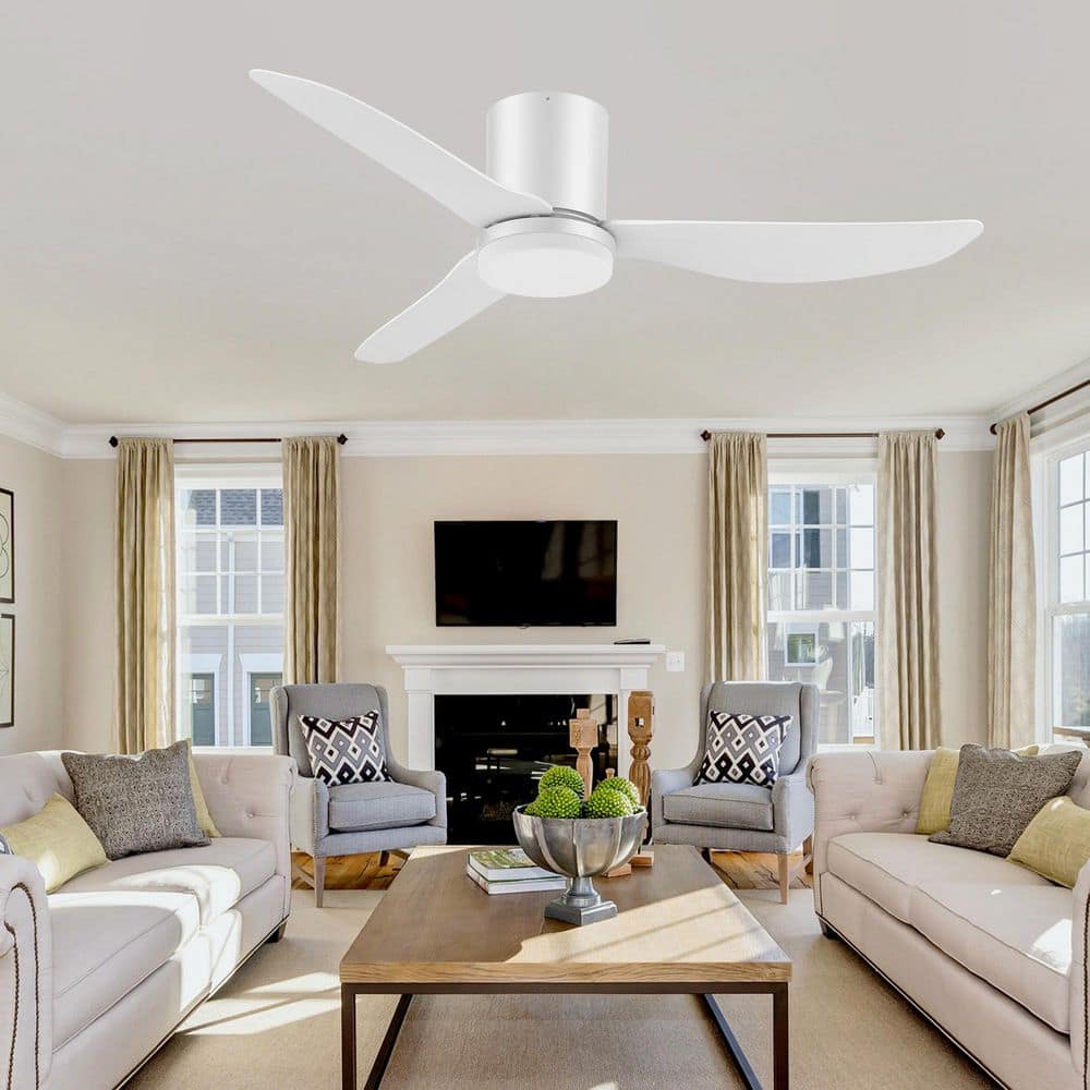 Modern 42 in. Integrated LED Indoor Flush Mount White Standard Ceiling Fan with Remote 6-Speed, DC Motor Reversible price history on PriceWatchPro