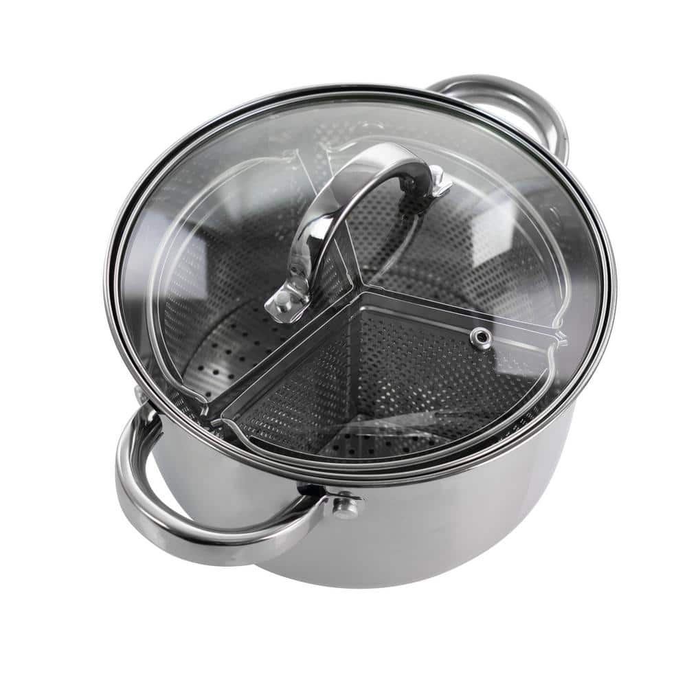 Sangerfield 5 qt. Stainless Steel Pasta Pot with Strainer Lid and Steamer  Basket
