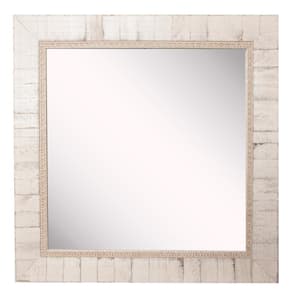 24 in. W x 24 in. H Framed Square Bathroom Vanity Mirror in Ivory