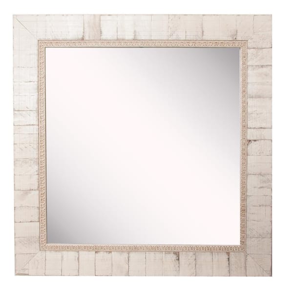 Unbranded 12 in. W x 12 in. H Framed Square Bathroom Vanity Mirror in Ivory