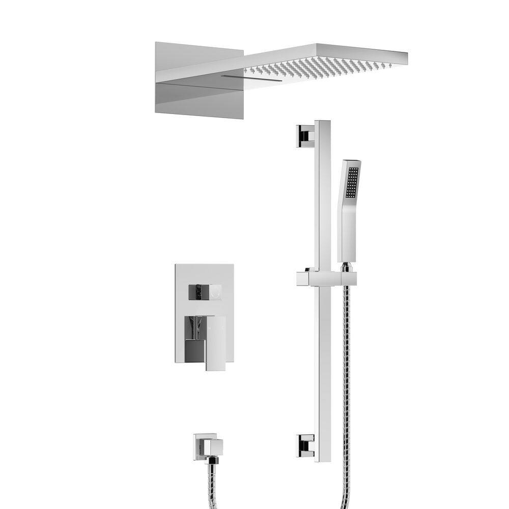 3-Spray 22 in. Rectangle Wall Mount Rainfall and Waterfall Shower System in Chrome (Valve Included) price history on PriceWatchPro