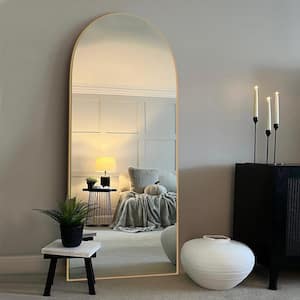 21.5 in. W x 64.5 in. H Accent Gold Arch Wood Floor Mirror Full Length Mirror