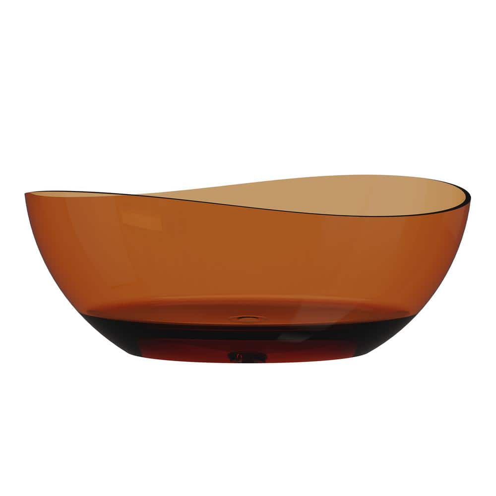 63 in. x 37.4 in. Composite Flat Bottom Oval Double Slipper Soaking Bathtub Solid Surface with Center Drain in Caramel price history on PriceWatchPro