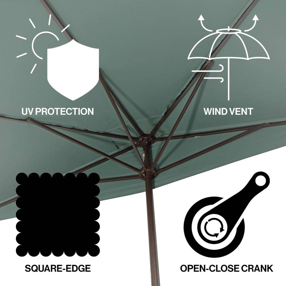 Sidney 9 ft. Green Aluminum MidCentury Patio Umbrella with Crank