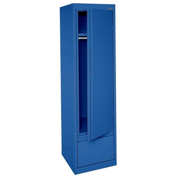 Sandusky System Series 17 in. W x 64 in. H x 18 in. D Single Door Wardrobe Cabinet with File Drawer in Blue