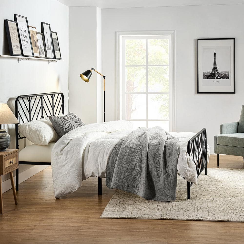 Modern black metal bed hotsell
