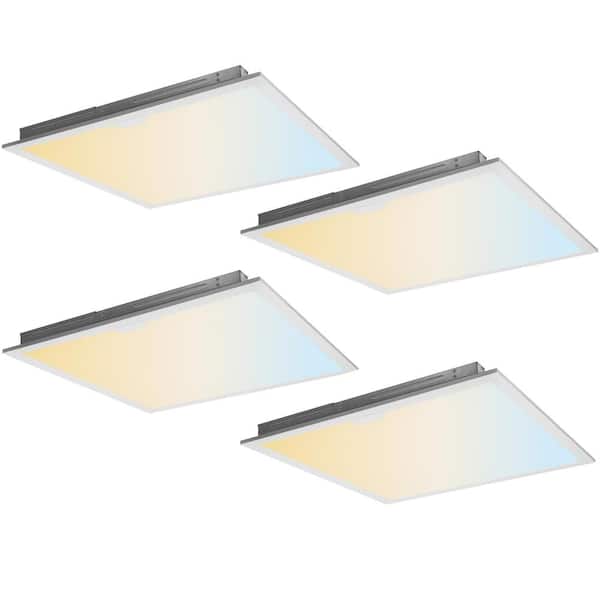 Sunlite 2 ft. x 2 ft. 30/40/50-Watt Integrated LED UL Listed, Dimmable, White Troffer Light, 3500K, 4000K, 5000K, (4-Pack)