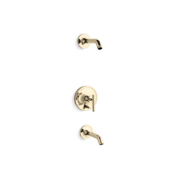 KOHLER Purist Rite-Temp Bath And Shower Trim Kit With Push-Button Diverter And Lever Handle Without Showerhead