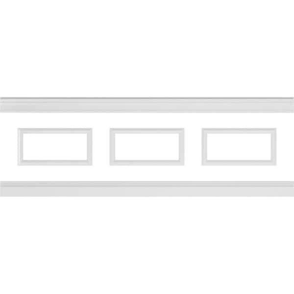 Ekena Millwork 94 1/2 in. (Adjustable 32 in. to 36 in.) 21 sq. ft. Polyurethane Ashford Square Panel Wainscot Kit Primed