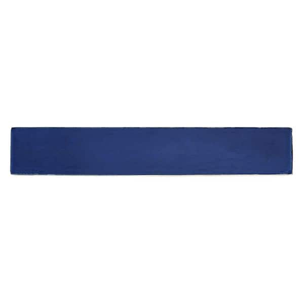 Solistone Hand-Painted Azul Blue 1 in. x 6 in. Ceramic Pencil Liner Trim Wall Tile