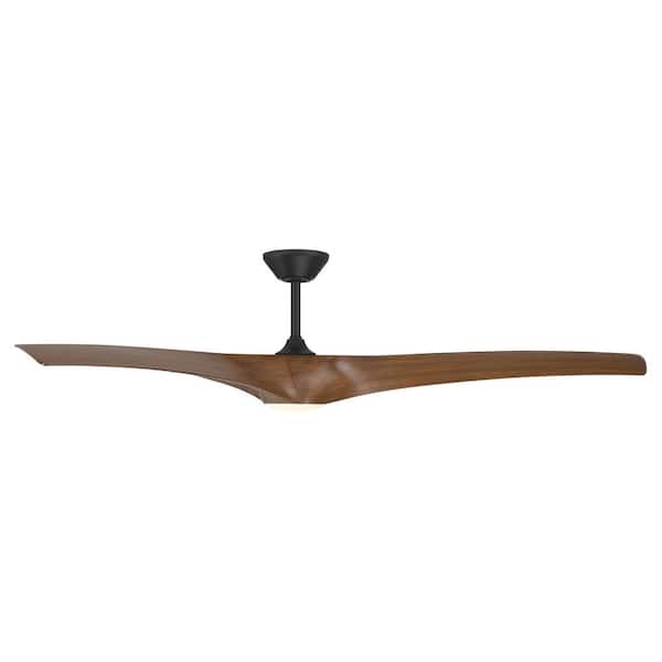 Zephyr 72 in. Smart Indoor/Outdoor Matte Black/Distressed Koa Standard Ceiling Fan Selectable CCT Integrated LED +Remote