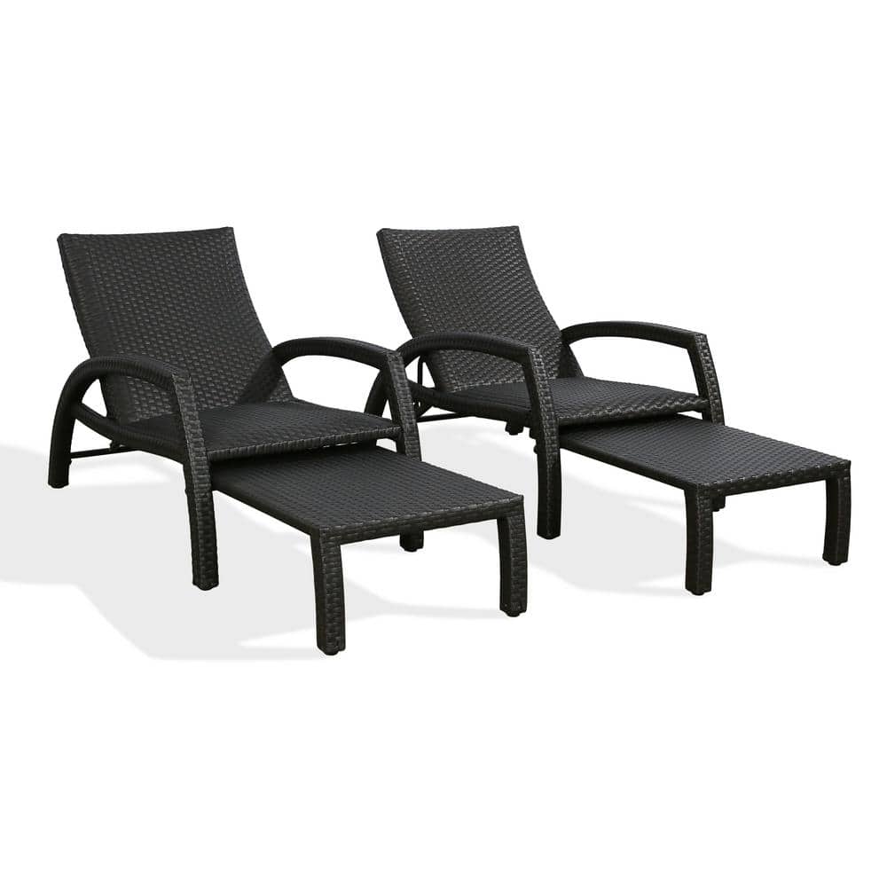 ULAX FURNITURE Dark Brown 2-Piece Adjustable Convertible Wicker