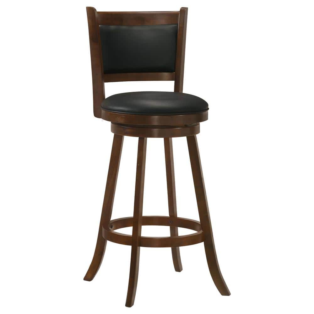 Transitional Black Wood Swivel Bar Stool Set