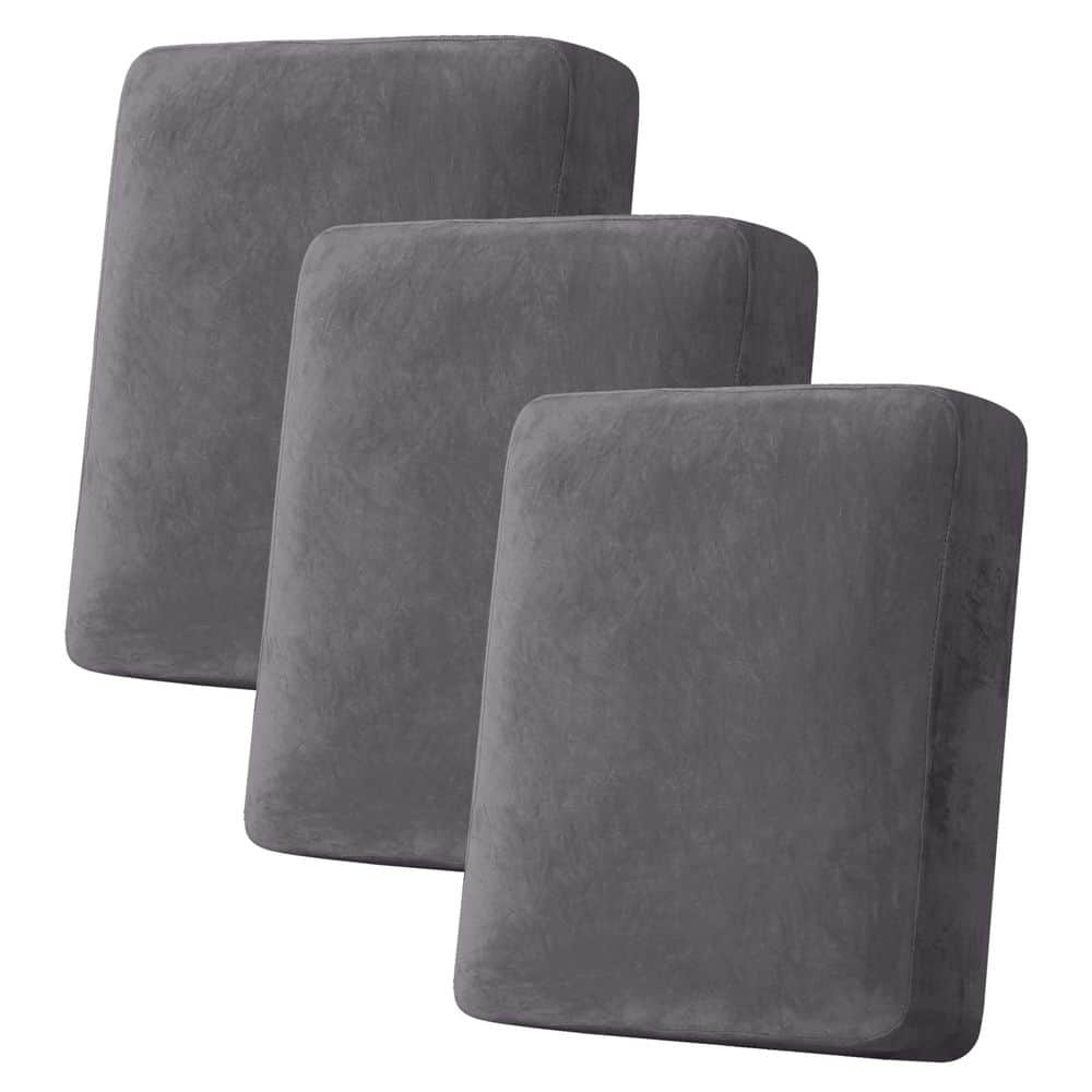 3-Piece Velvet Stretch Couch Cushion Cover Plush Slipcover for Sofa Chair Loveseat Furniture Protector (Grey) price history on PriceWatchPro