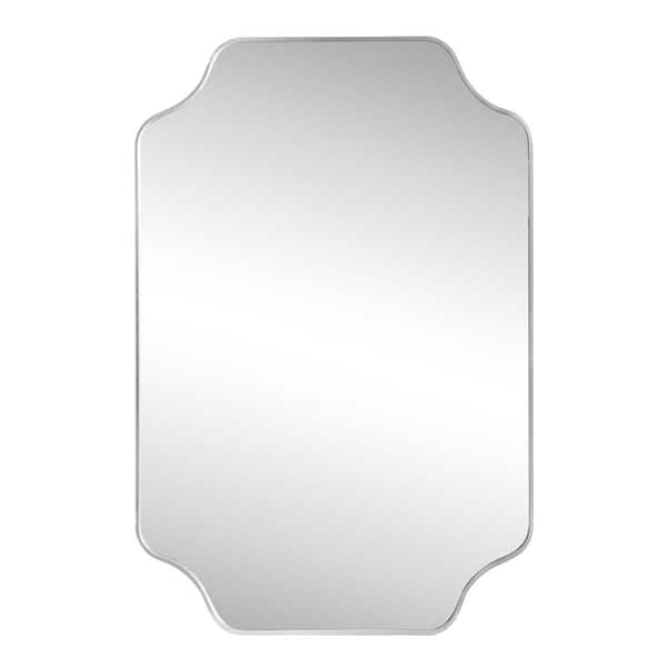 Alora 24 in. W x 36 in. H Medium Scalloped Rectangular Metal Framed Wall Mounted Mirror, Nickel