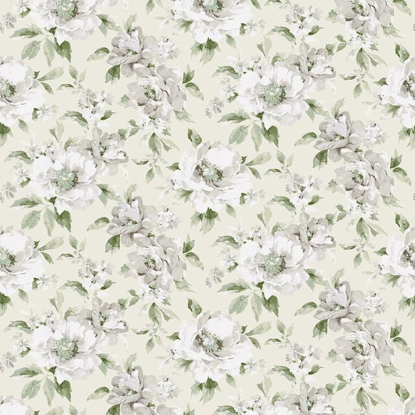 SURFACE STYLE Whispery Floral Celadon Vinyl Peel and Stick Wallpaper Roll ( Covers 30.75 sq. ft. )