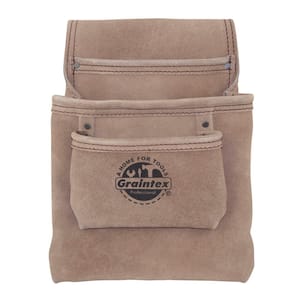 3-Pocket Suede Leather Nail and Tool Pouch