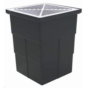 18 in. x 14 in. Storm Water Pit and Catch Basin for Modular Trench and Channel Drain Systems with Aluminum Grate