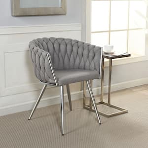 Woven Silver Fabric Side Chair