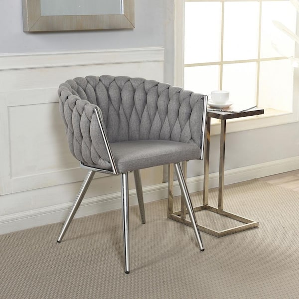 StyleCraft Woven Silver Fabric Side Chair