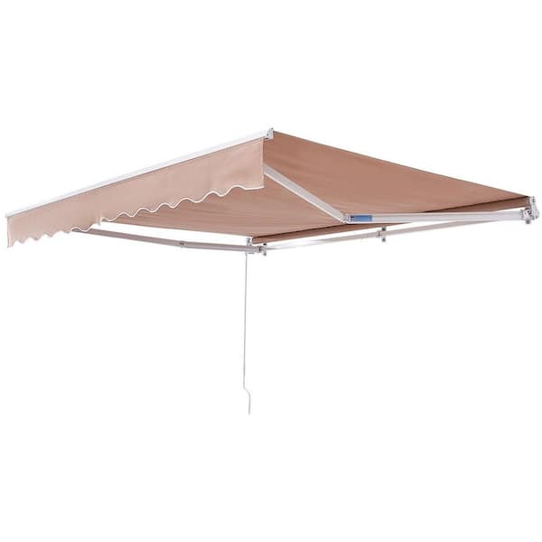 Manual Retractable Awning, 13 x 8 ft. Patio Shade, Water-Resistant Polyester, Crank Handle for Patio, Window, Backyard