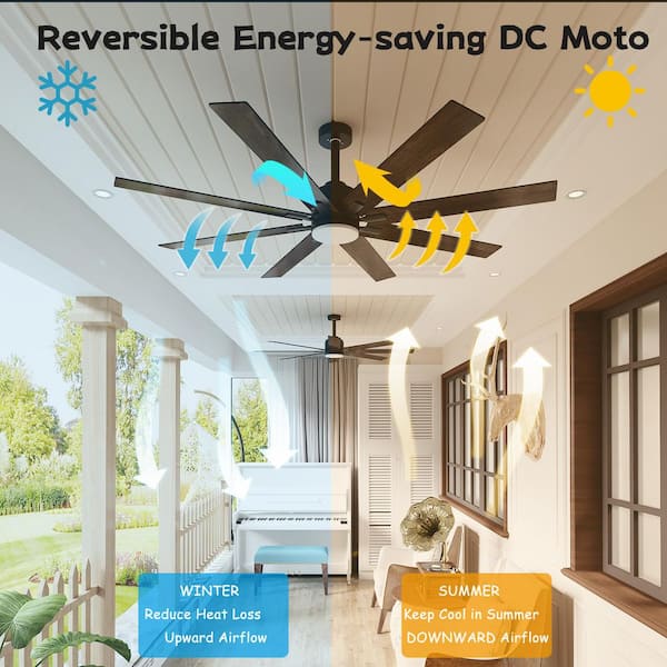 FUFU&GAGA 72.7 in. Integrated LED Indoor/Outdoor Ceiling Fan with