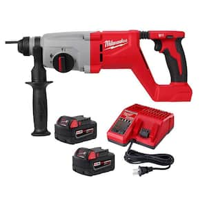 M18 18V Lithium-Ion Brushless Cordless 1 in. SDS-Plus D-Handle Rotary Hammer with Two 5.0Ah Batteries and Charger