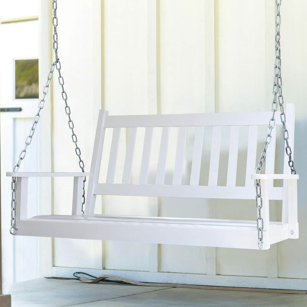 white swing bench