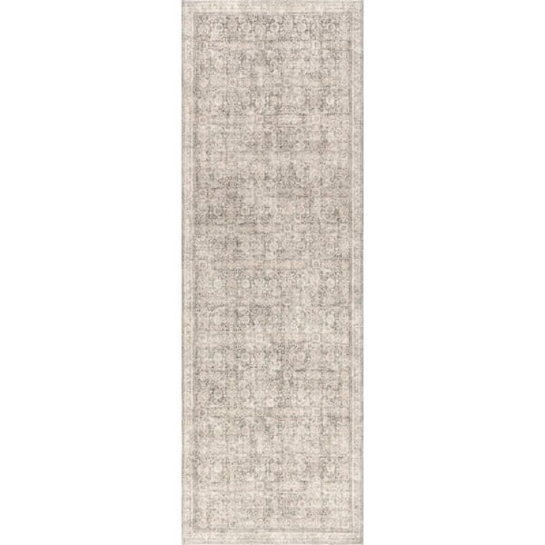 2 ft. 8 in. x 8 ft. Cally Grey Hillstone Collection Traditional Vintage Medallion Runner Rug