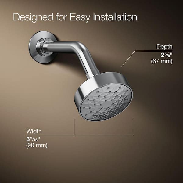 KOHLER Awaken G90 1-Spray Patterns with 2.5 GPM 3.5 in. Wall Mount Fixed Showerhead in Polished Chrome