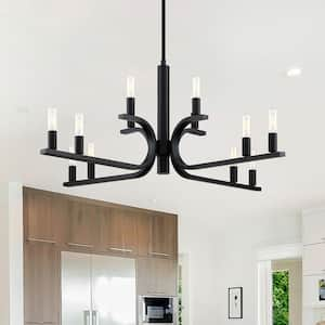 Skye 12-Light Matte Black Minimalist Tiered Candle Chandelier for Dining Rooms