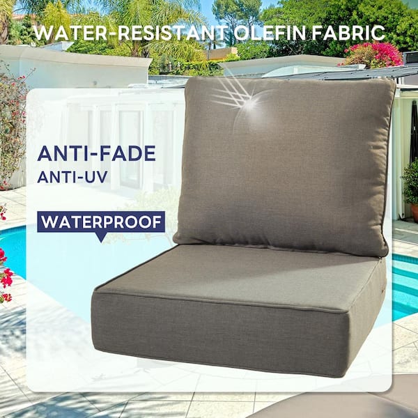 24 in. x 24 in. x 6 in. 4-Piece CushionGuard Deep Seating Outdoor Lounge Chair Replacement Cushions-GRAY