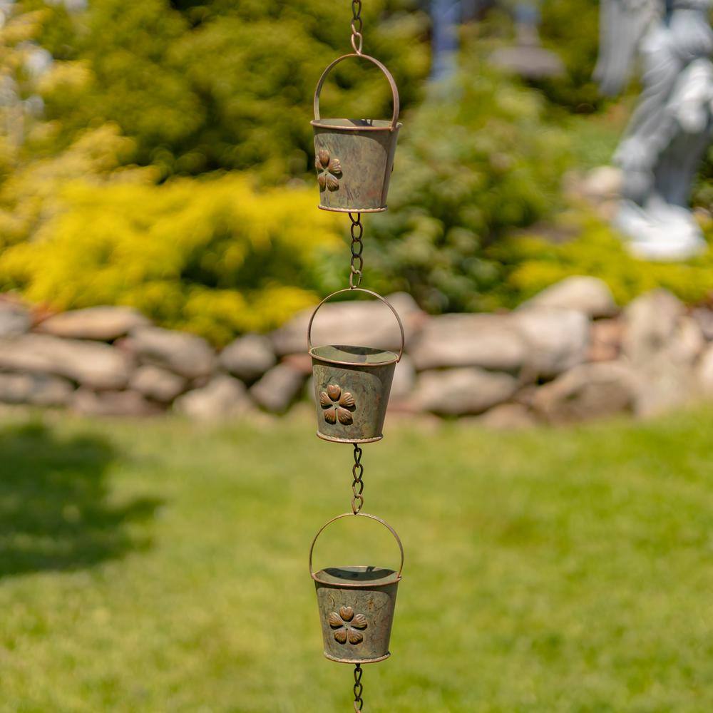 78 in. Antique Copper Iron Bucket Rain Chain