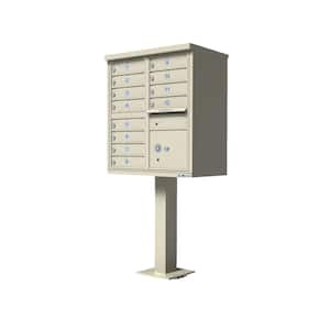 Vital Series Sandstone Cluster Box Unit with 12-Mailboxes, 1-Outgoing Mail, 1-Parcel Locker