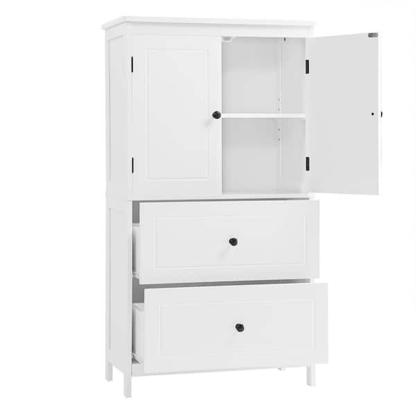 Siavonce 32-in H x 12-in W x 24-in D White MDF Utility Storage Cabinet with Adjustable Shelves