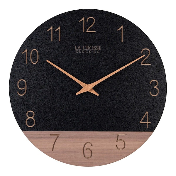 La Crosse Clock 12 in. Dark Sierra Wood Quartz Analog Wall Clock