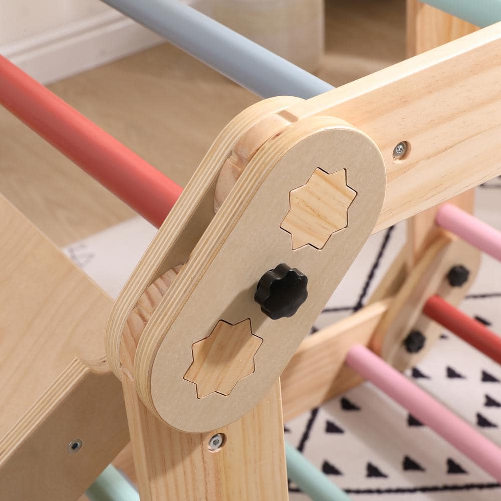 Colorful Wooden Indoor Climbing Tower with Slide