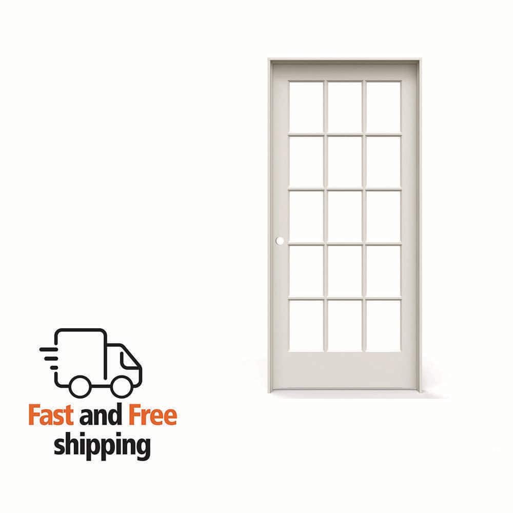 MMI DOOR 36 in. x 84 in. Right Handed Primed Composite Clear Glass
