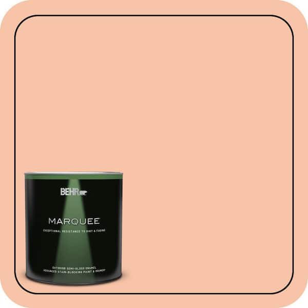 BEHR MARQUEE 1 qt. #240C-3 Peach Damask Semi-Gloss Enamel Exterior Paint & Primer