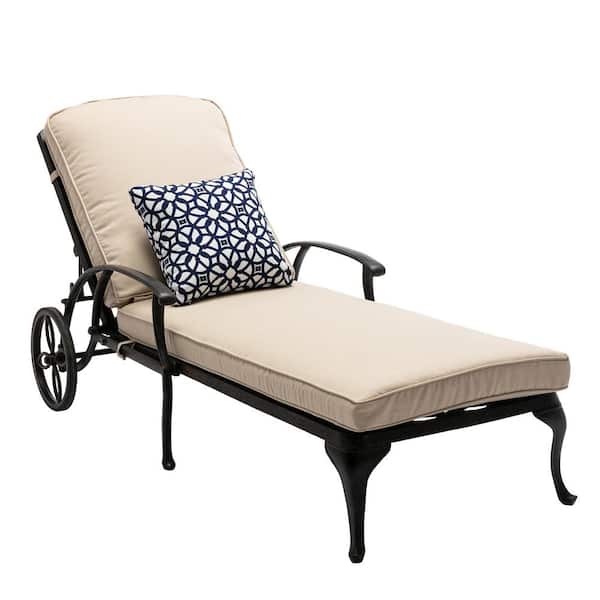 Unbranded Bronze Aluminium Outdoor Lounge Chair with Beige Cushions