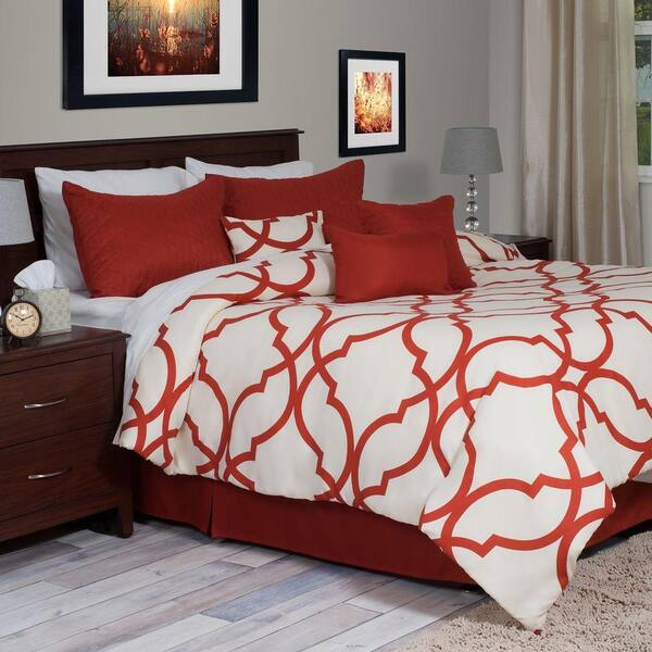 Lavish Home Trellis Rust 7-Piece King Comforter Set