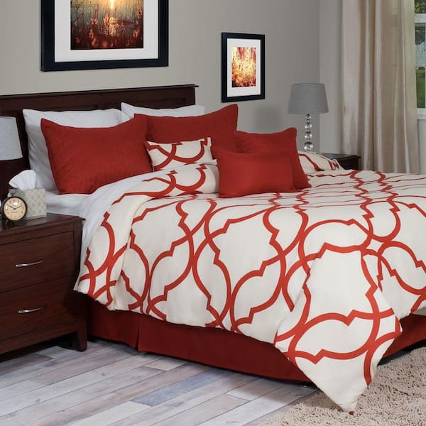 Lavish Home Trellis Rust 7-Piece Queen Comforter Set