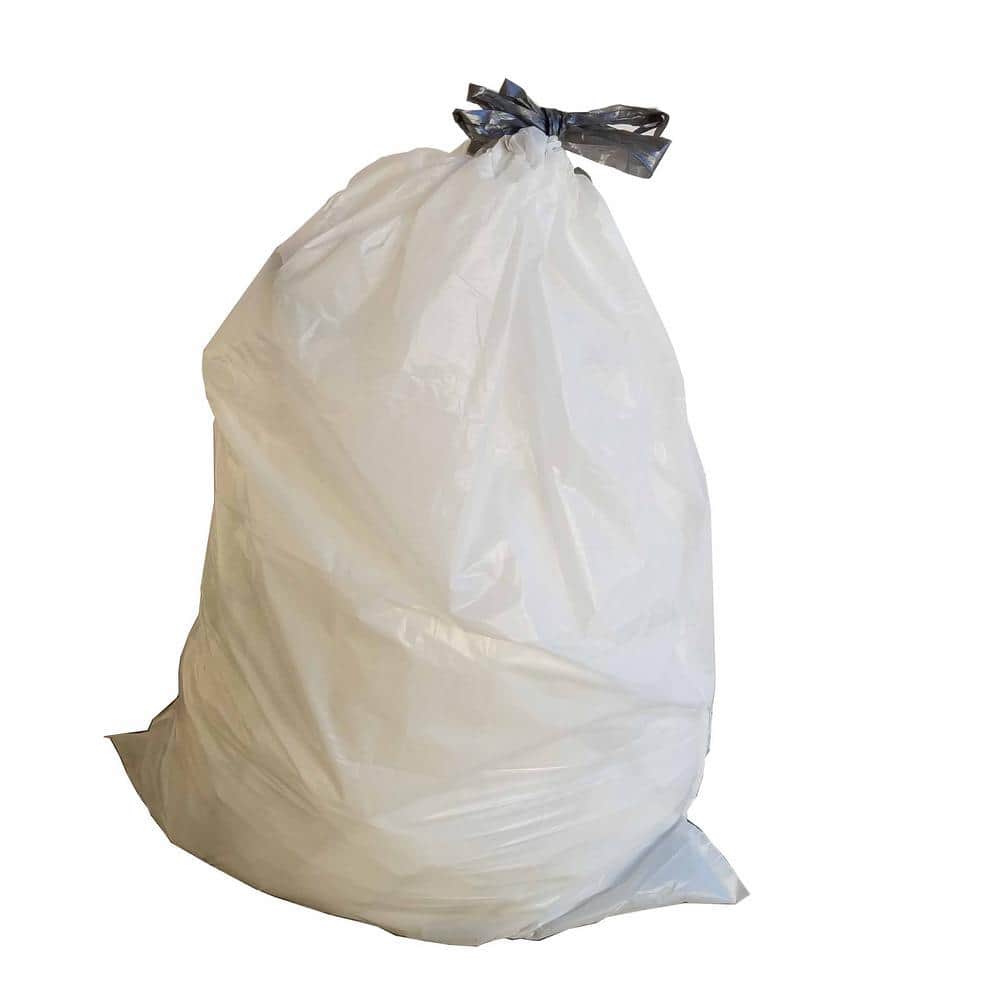 Plasticplace 17 in. x 20 in. 6 Gal. White Drawstring Bags, 0.7 mil