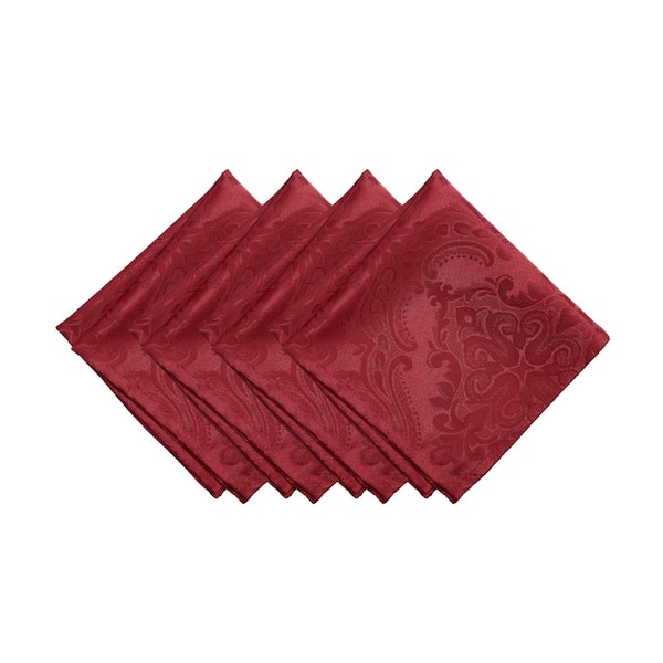 Caiden Elegance Damask Napkin, set of 4, Red - 17"W x 17"L
