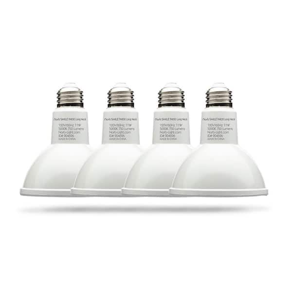 ELECWISH NorbSMILE 11W Equivalent PAR30 Sun-Spectrum 5000K Smile Bright White Wellness LED Light Bulb (4-Pack)