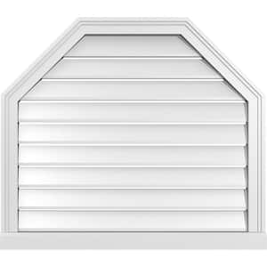 32" x 28" Octagonal Top Surface Mount PVC Gable Vent: Functional with Brickmould Sill Frame