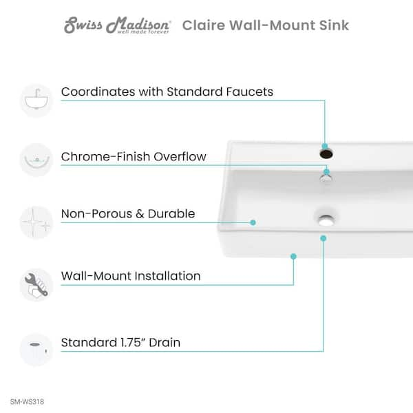 Claire Ceramic Wall Hung Sink in White